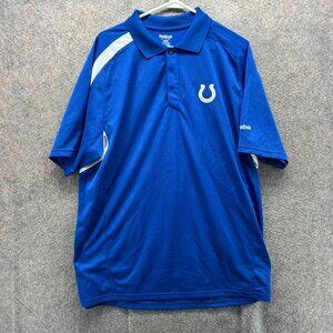Indianapolis Colts Polo Shirt Mens Large Blue Playdry Reebok Football NFL Jersey